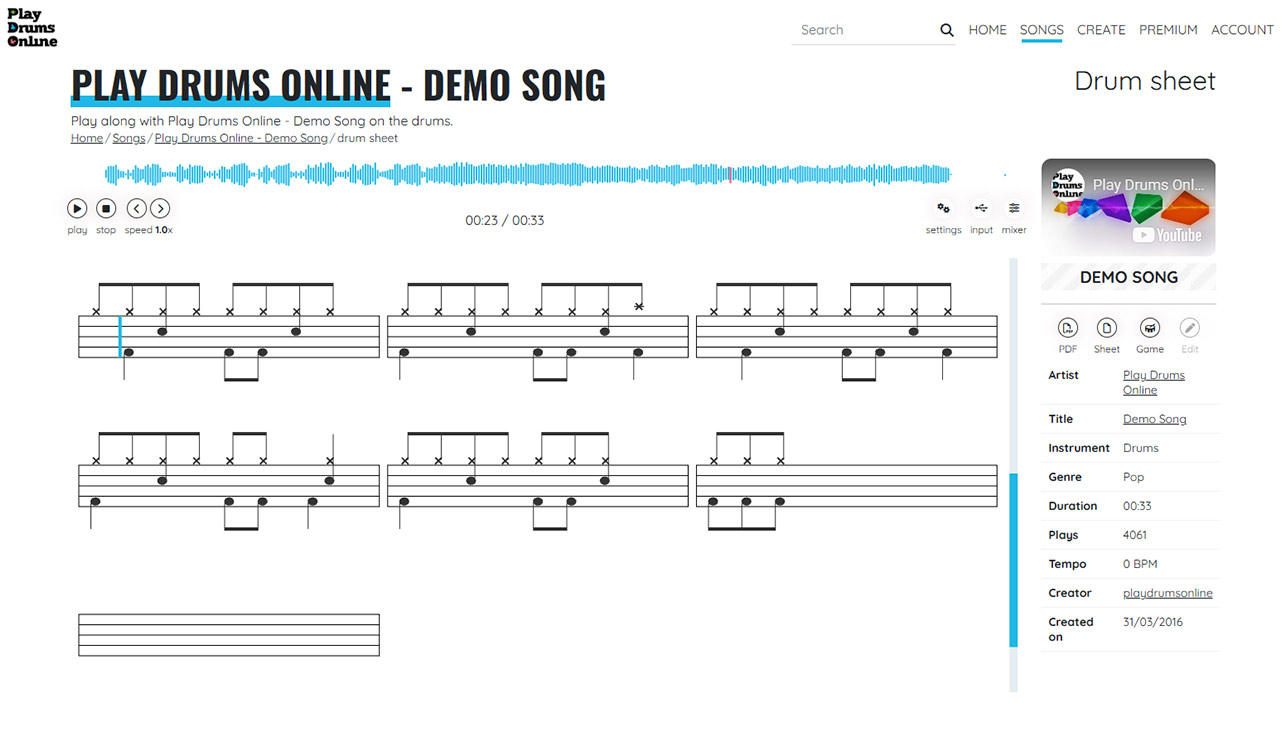 screenshot interactive sheet music