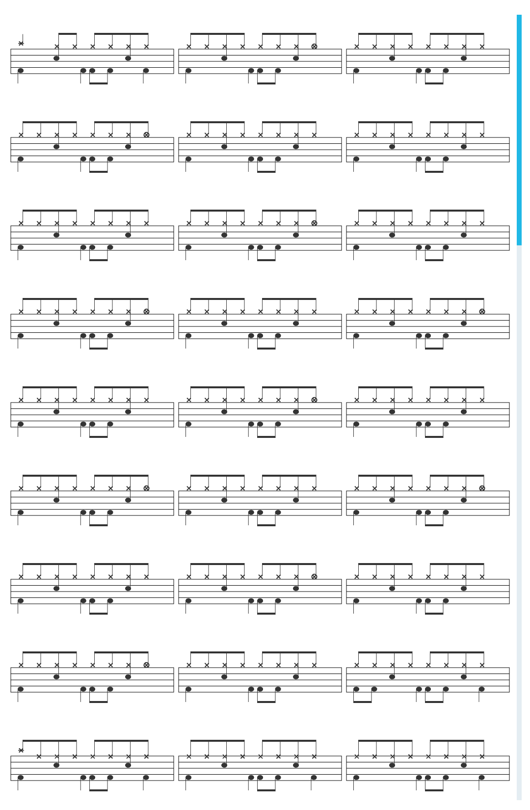 Radiohead Creep drum sheet