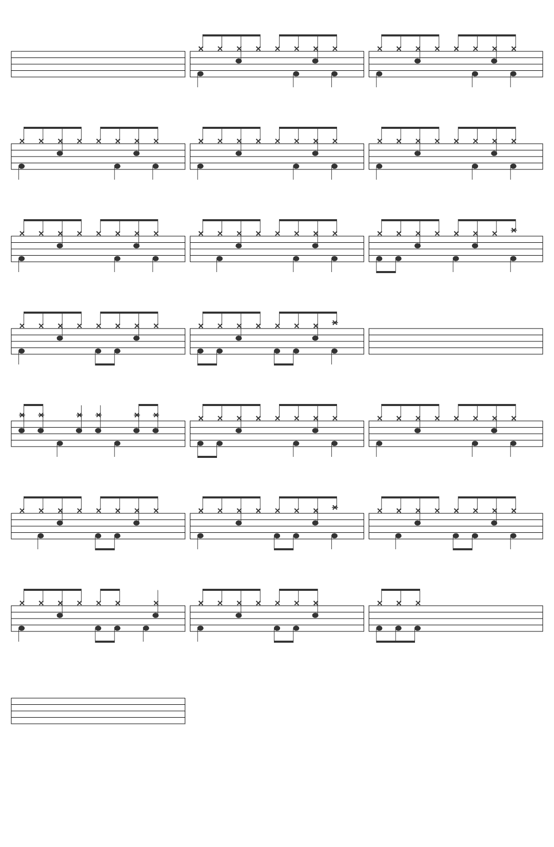 Play Drums Online Demo Song drum sheet