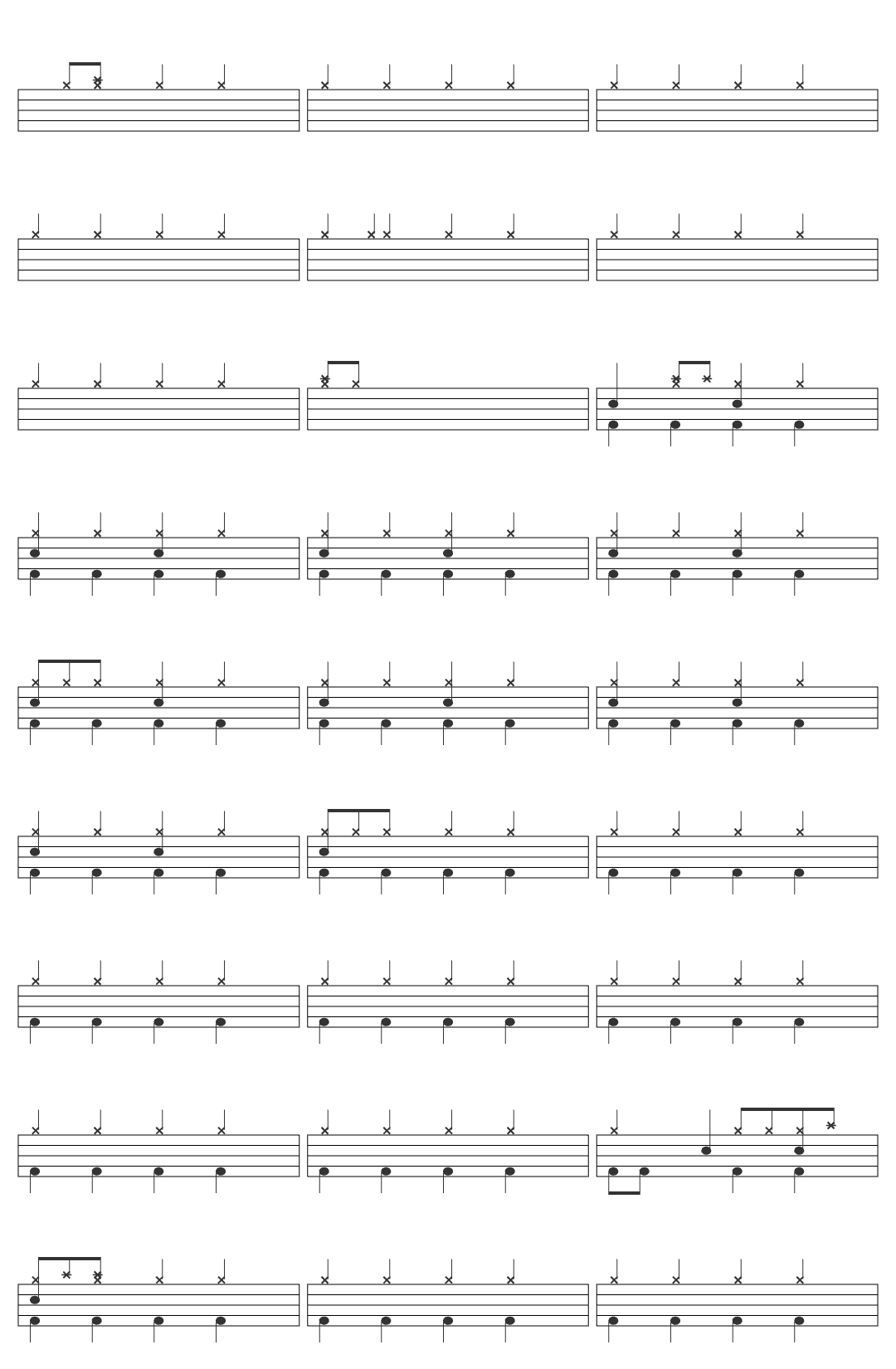 KISS Domino drum sheet