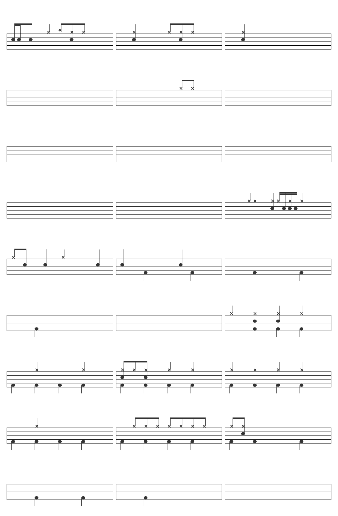 Pulp Mis-Shapes drum sheet