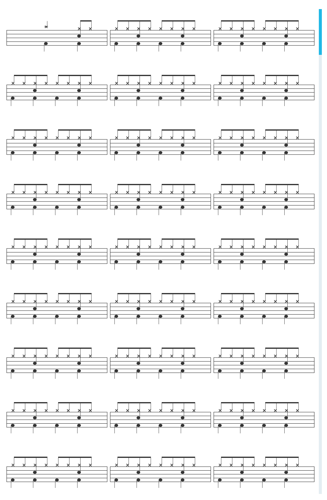 AC DC Let There Be Rock drum sheet